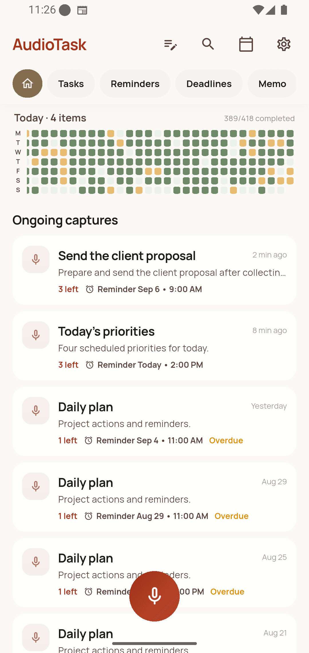 AudioTask app screenshot